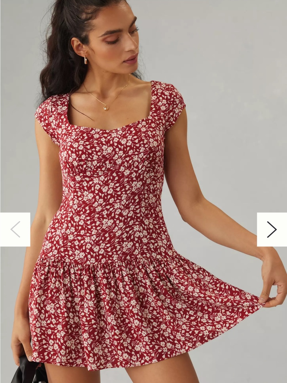 Reformation Blue Drop Waist Dress with White Crescent Print